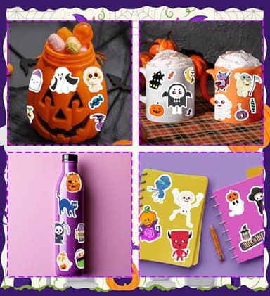 Halloween Stickers & Party Favors - 18 Sheets, 500PCS Vinyl Waterproof Stickers for Kids' Games, Treats & Decorations - Image 5