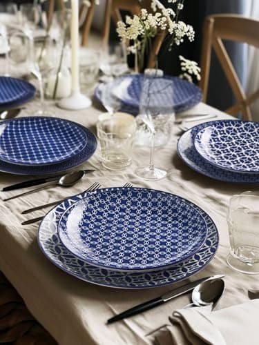 DOWAN Salad Plates, 8.5 Inch Small Dinner Plates, Ceramic Dessert Plates Set of 6, for Appetizer, Kitchen, Cake, Snacks, Microwave, Oven and Dishwasher Safe, Vintage Blue - Image 6