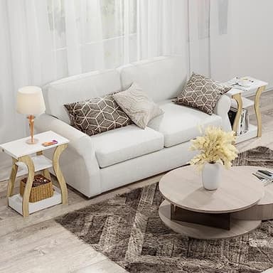 FROMJBEST End Table Set of 2 with Charging Station, Side Table with USB Ports and Outlets, Nightstand, 3 Tier End Table with Storage Shelf for Living Room, Bedroom (White Set of 2) - Image 9