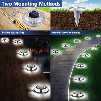 Brizled 12 Pack Solar Driveway Lights, 2 Colors in 1 Outdoor Dock Lights, IP67 Waterproof Deck Lighting Marine Light, Road Marker Solar Light for Sidewalk Pathway Walkway Garden Yard(Cool White/Blue) - Image 4