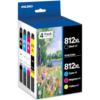 812XL Ink Cartridge Epson Remanufactured Replacement for Epson 812 812XL Ink Cartridges Combo Pack for Epson 812 XL T812XL Work for Workforce Pro WF-7840 WF-7820 WF-7310 EC-C7000 Printer（4 Pack） - Image 1