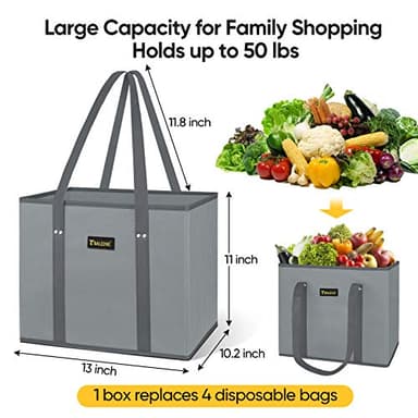 BALEINE 3Pk Reusable Grocery Bags, Foldable Shopping Bags for Groceries with Reinforced Bottom & Handles (Blossom Season) - Image 2