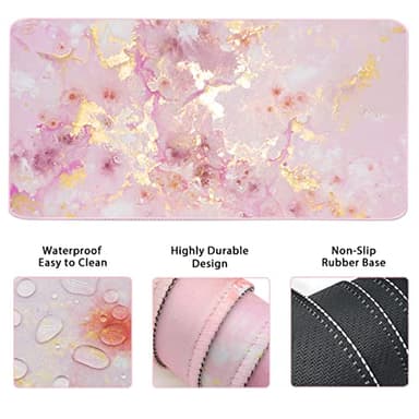 Keyboard Mouse Pad Set, Extended Mouse Pad+Keyboard Wrist Rest Support, Memory Foam Ergonomic Easy Typing, 3Pcs (35.4×15.7 in) Desk Pad Set for Home Office Study Game- Pink Gold Marble - Image 2