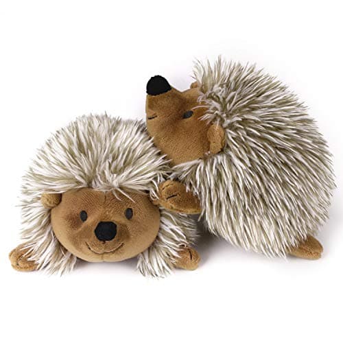 Pawaboo Plush Dog Toy, [2PACK] Non-Toxic Super Soft Faux-Fur Hedgehog Dog Toy Stuffed Biting Training Playing Toys for Dog Puppy, Brown - Image 1