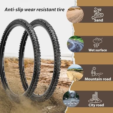 MOHEGIA Mountain Bike Tires Set: 2-Pack 24x1.95 Inch (54-507mm) Folding Replacement Bicycle Tires and Pair Inner Tubes with Tire Levers for MTB Off-Road Bike - Image 5