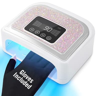 Aedavey Cordless Nail Lamp, Rechargeable UV Nail Lamp for Gel Nails, LED Nail Lamp with 4 Timer Modes, Gel Nail Light Decorate with Sparkling Nail Rhinestones Diamond (Sparkly Diamond and White) - Image 1