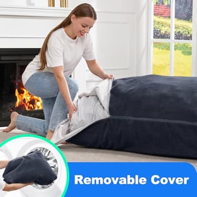 Hobestluk 3 in 1 Bean Bag Chair Giant Bean Bag Chairs for Adults with Plush Faux Fur Cover Convertible Bean Bag Floor Cushion with Machine Washable Cover for Living Room (Plush Dark Grey) - Image 7