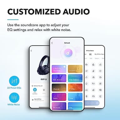 Soundcore by Anker Q20i Hybrid Active Noise Cancelling Headphones, Wireless Over-Ear Bluetooth, 40H Long ANC Playtime, Hi-Res Audio, Big Bass, Customize via an App, Transparency Mode - Image 4