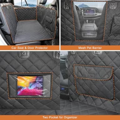 petizer Back Seat Extender for Dogs, Hard Bottom Dog Car Seat Cover, Nonslip Durable Soft Back, 100% Waterproof Car Hammock, Travel Bed, Washable Backseat Protector, Detachable Seat Covers for Car - Image 4