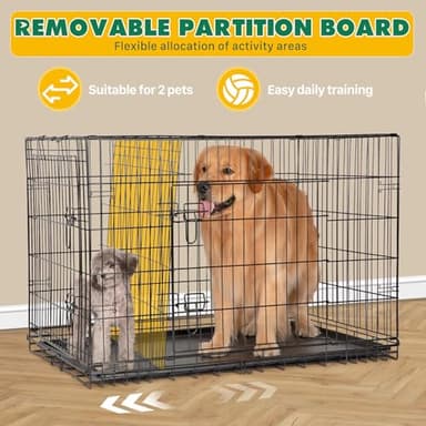 DUMOS 24-Inch Dog Crate, Small Double-Door Folding Metal Kennel with Divider Panel and Leak-Proof Pan, Portable Dog Cage for Indoor, Outdoor, and Travel - Image 5