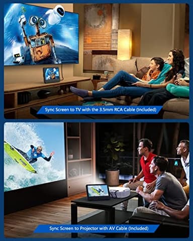 WONNIE 10.5" Two DVD Players Dual Screen for Car Portable CD Player, Play a Same or Two Different Movies with Two Mounting Brackets, 5-Hour Rechargeable Battery, Support USB/SD Card Reader - Image 5