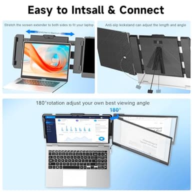 KEFEYA Laptop Screen Extender, 14" Portable Monitor for Laptops 13-17", 1080P FHD IPS Monitor Extender for Laptop with USB-C/HDMI Port, Plug n Play for Windows/Chrome/Mac/Switch/PS5 - Image 6