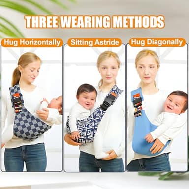 Baby Sling Carrier Newborn to Toddler Adjustable One-Shoulder Design with Hip Seat Support, Labor-Saving Baby Wraps Carrier 10-30 lbs(Blue) - Image 5