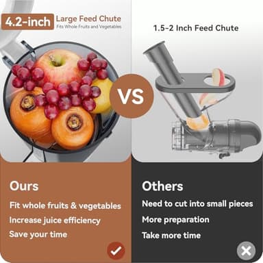 KITCHTREE Masticating Juicer Attachment for KitchenAid Stand Mixer, 4.2" Large Feed Chute Fit Whole Vegetables & Fruits, Slow Cold Press Juicing, Includes 2 * 28oz capacity cups and blade replacement - Image 2