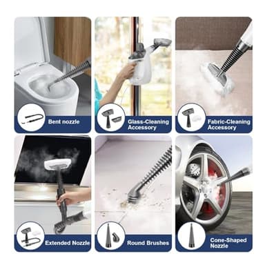 Handheld Steam Cleaner, Steam Cleaner with 16 PCS Accessory & Safety Lock, 500ML Large Capacity Natural Surface Steam for Cleaning, Multipurpose Steam Cleaner for Home, Car, Bathroom, Grease(White) - Image 5