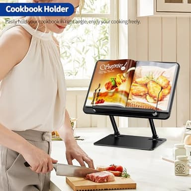 BESIGN BS01 Book Stand for Reading, Adjustable Book Holder, Ergonomic Laptop Stand with Elastic Page Clips for Music Scores, Recipe, Tablet, Laptop (Black) - Image 7