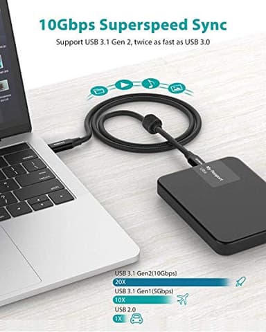 NIMASO USB C 3.1 Gen 2 Cable 10Gbps Data Transfer, 4K Video Output Monitor Cable100W PD Fast Charging for iPhone 16, MacBook, Huawei Matebook, iPad Pro 2020, Chromebook, KYY, Dell, LG, ARZOPA - Image 3