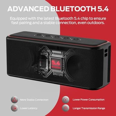 Monster Shock Plus Bluetooth Speaker, Portable Speaker with 30W Loud Stereo Sound, Bluetooth 5.4, TWS Pairing, 15H Playtime, Support AUX/TF Card, IPX6 Waterproof Wireless Speakers for Outdoor, Home - Image 3