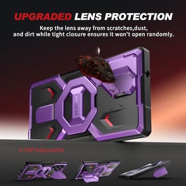 TONGATE Magnetic for Samsung Galaxy S25 Ultra Case with Privacy Screen Protector, [Compatible with MagSafe][Camera Protective Cover][Military-Grade Protection] Ring Stand Phone Case S25 Ultra, Purple - Image 7