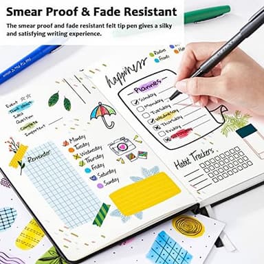 Lelix 30 Colors Felt Tip Pens, Medium Point Assorted Markers Pens For Journaling, Writing, Note Taking, Planner Coloring, Perfect for Art Office and School Supplies - Image 6