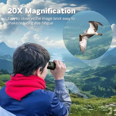 Awvlvwa 20x25 Compact Binoculars for Adults & Kids – High-Powered, Wide Eyepiece, Waterproof Binoculars with Low Light Vision – Perfect for Bird Watching, Outdoor Hunting, and Sightseeing (Green) - Image 2