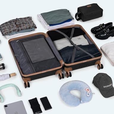 Eeeza Luggage Sets 5 Piece,Hard Case Suitcase Set with Spinner Wheels,Hardshell Lightweight Travel Luggage with TSA Lock (Black,20/24/28 Inch) - Image 8