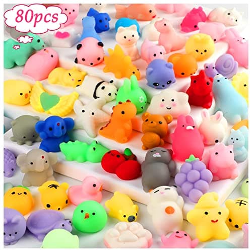 80pcs Mochi Squishy Toys, Mini Kawaii Squishy Fidget Toys Bundles Squishies Party Favors for Kids Gift for Easter Basket Stuffers Egg Fillers Birthday Classroom Prize Pinata Christmas Stocking - Image 1
