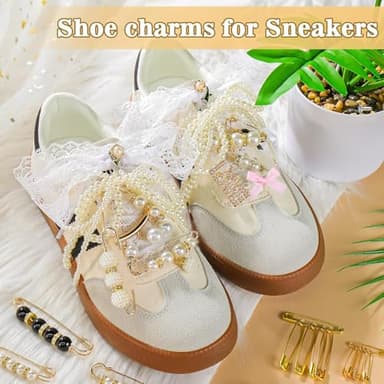 72 Pcs Sneaker Charms, Shoelace Charms For Sneakers, Pearl Rhinestone Brooches And Pins For Women, Shoe Jewelry Charms For Socks Laces Sneakers , Safety Pins Buttons For Sock Clothes Decor Accessories - Image 2