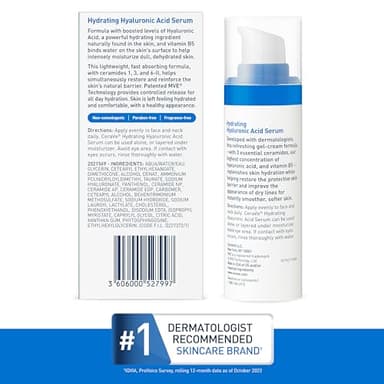 Cerave Hyaluronic Acid Serum for Face with Vitamin B5 and Ceramides, Hydrating Face Serum for Dry Skin, Fragrance Free, 1 Ounce - Image 8