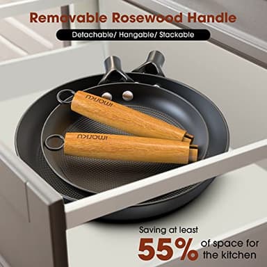imarku Frying Pan Set - 10 &12inch Pot Set with Removable Handle Honeycomb Cast Iron Skillets, Large Frying Pans Nonstick Dishwasher Safe, Oven Safe Kitchen Pans for Cooking, Best Gifts for Women/Men - Image 5