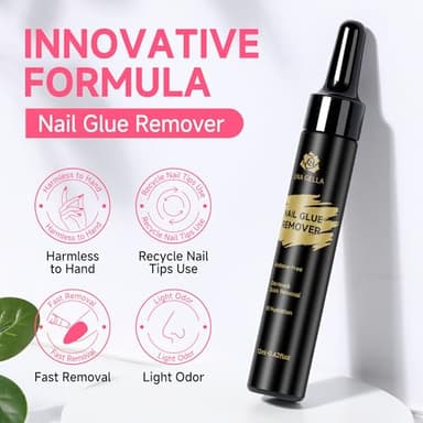 UNA GELLA Quick Removal Gel Nail Glue Remover for Press On Nails: Acrylic Nails Semi Solid Nail Glue Acetone-Free, Not for Gel Polish Base Coat Soak Off Remover Kit Drip Use, 12ml*2pcs - Image 2