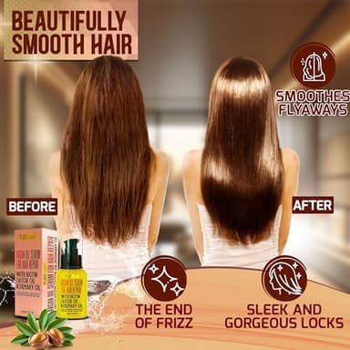 Moroccan Argan Oil Hair Serum - Rescue Frizzy and Damaged Locks - With Heat Protectant and Straightening Properties - Hydrating Anti Frizz Products For Curly and Straight Hair with Split Ends - Image 2