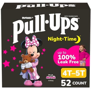 Pull-Ups Girls' Night-Time Potty Training Pants, Size 4T-5T Overnight Training Underwear (38-50 lbs), 52 Ct - Image 1