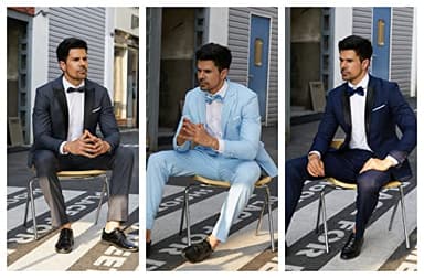 MAGE MALE Men's 2 Piece Suit Notched Lapel One Button Slim Fit Solid Prom Wedding Suits Blazer Jacket Pants with Bow Tie Set - Image 4