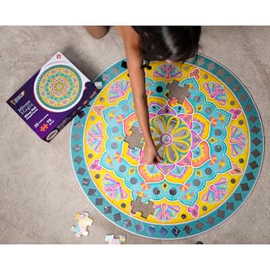 Kulture Khazana: Mirror Magic - 75pc Floor Puzzle, Silver Foil Rangoli, 32" Round Jigsaw, Indian Art, Diwali-Holi-Festivals Decoration, Kids Ages 4+ - Image 4