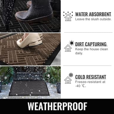 BEHERO Front Door Mat Indoor Outdoor Entrance, 29.5x17 Inch, Welcome Mat for Entryway, Stain and Fade Resistant, Heavy Duty Absorbent Door Mat, Non Slip Door Mats Outdoor, Entry Doormat, Black - Image 4