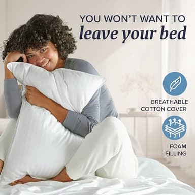 Beckham Hotel Collection Queen Size Memory Foam (Adjustable Fill) Bed Pillows Set of 2 - Cooling Shredded Foam Pillow for Back, Stomach or Side Sleepers - Image 5