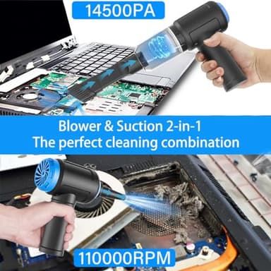 Meudeen Air Duster - Computer Vacuum Cleaner - for Keyboard Cleaning - Cordless Canned Air - 110000RPM Powerful PC Cleaner(VC08) - Image 3