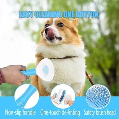 5-in-1 Grooming Kit - Supplies for Short and Long Hair Dogs, Bath Brush, Dematting Rake and Comb (Set of 5, Blue) - Image 7