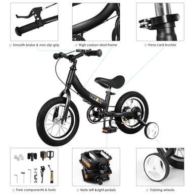 Balance Bike 3 in 1,The Dual Use of a Kids Balance Bike and Toddler Bike, for 2 3 4 5 6 7 Years Old -12 14 16 Inches with Training Theory, Brake, Pedal - Image 4