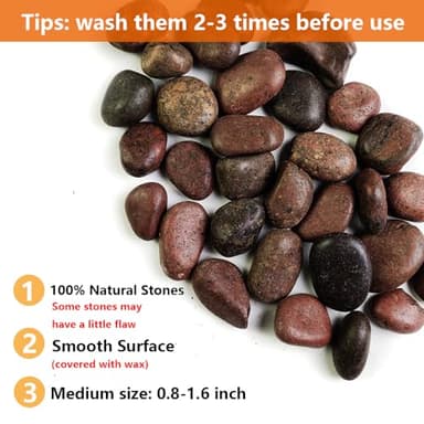 HappyFiller Natural Decorative Red Pebbles Polished Gravel Rocks Stones for Aquarium,Fish Turtle Tank,Outdoor Indoor Plants Top Dressing,Succulents Soil Cover,Garden Landscaping,10 LB - Image 4