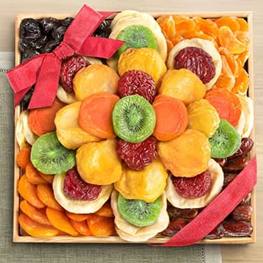 A Gift Inside Sweet Bloom Dried Fruit Deluxe Tray Basket Arrangement for Holiday Birthday Healthy Snack Business Kosher - Image 3