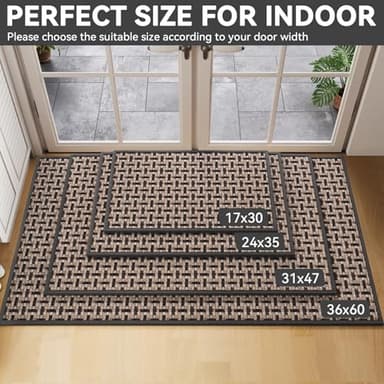YDKGL Door Mat Entrance 24x35, Dirt Resistant and Absorbent, Non-Slip Rubber Backing Floor Mats, Easy Clean Low-Profile Doormat for Entryway, Front Door, Inside Entrance, Black - Image 2