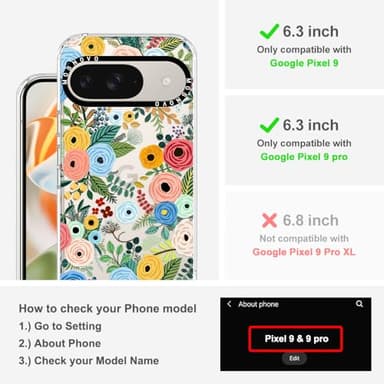 MOSNOVO Case for Google Pixel 9 & Pixel 9 Pro, [Buffertech 6.6ft Military-Grade Drop Protection] [Anti Peel Off Tech] Clear TPU Bumper Phone Case Cover Design - Pastel Floral Garden - Image 2