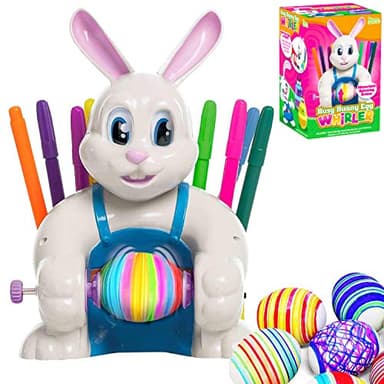 JOYIN Motorized Easter Egg Decorator Kit, Easter Busy Bunny Egg Spinner Whirler Decorating Machine with 10 Non-Toxic Markers for Kids Craft Activities - Image 1