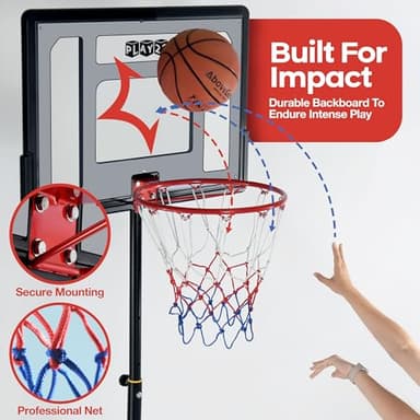 Kids Basketball Hoop Outdoor - 33 inch Backboard, 70-84in Adjustable Height, Portable Basketball Hoops & Goals for Kids/Teenagers/Youth in Backyard/Driveway/Indoor - Fillable Base - Image 4