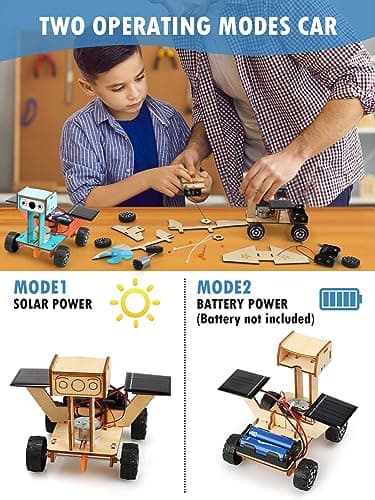Poraxy 5 in 1 STEM Model Car Kits, STEM Projects for Kids, Boys Toys Age 8-10, 3D Wooden Puzzles, Crafts Educational Science Building Kit, Birthday Gifts for 8 9 10 11 12 Year Old Boys and Girls - Image 3