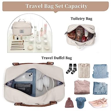 Weekender Bags for Women,Personal Item Travel Bag with Shoes Compartment,Overnight Travel Duffel Bag with Toiletry Bag - Image 2