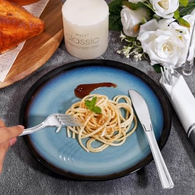 Joyido 200Guests Pre Rolled Silver Plastic Silverware Sets - Heavy Duty Silver Cutlery - Include 200 Pack Wrapped Disposable Utensils with Napkins for Parties & Dinners & Weddings - Image 9