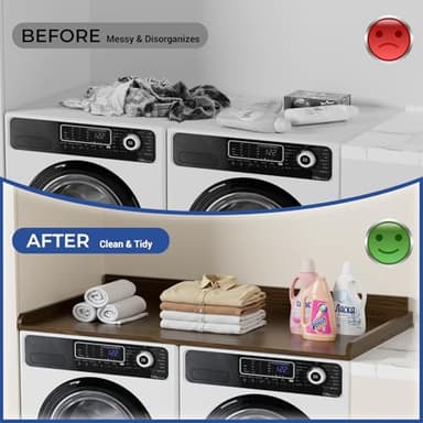COOLBEBE Washer Dryer Countertop, Wood Washer Dryer Topper with Edge, 54" W x 27.5" D Washer and Dryer Covers for The Top for Laundry Room Organization, Walnut - Image 8